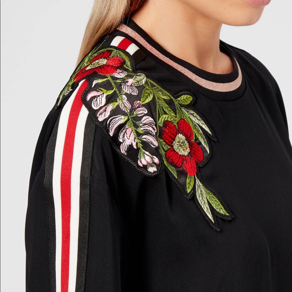 Ted Baker London Black Top with Red and Green Embroidery